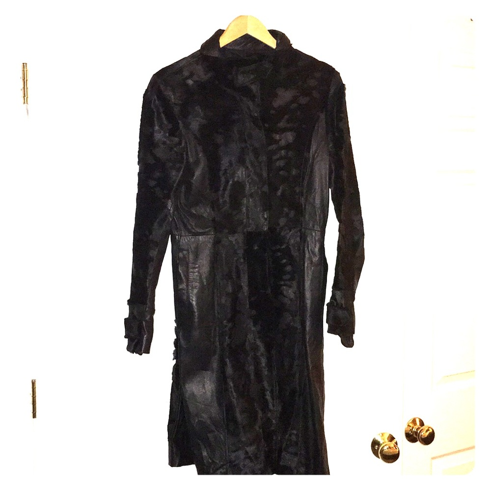 Italian leather and pony hair coat